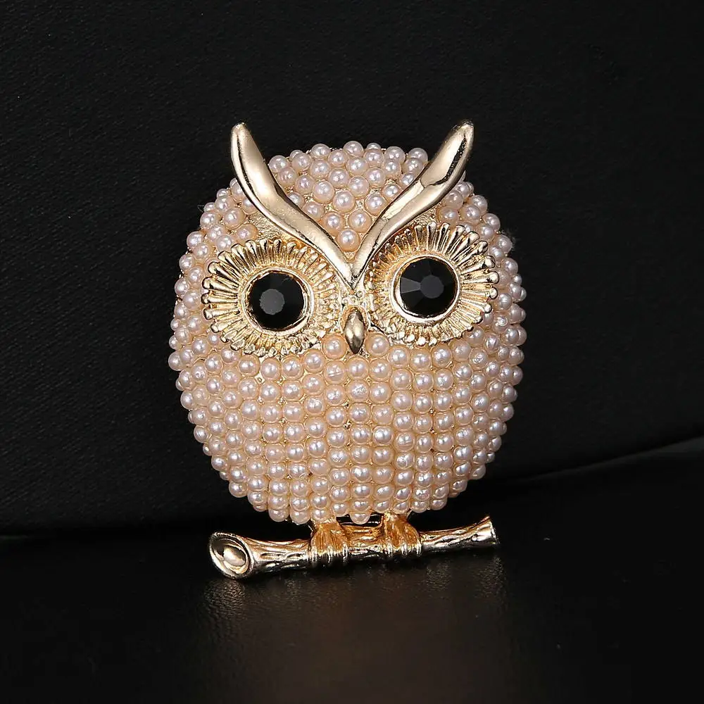 B2C-brooch-38-2 Винтажные бусы птица Сова Брошь для женщин брошь воротник штифты корсажа стразы животное брошь значки ювелирные изделия падение - Окраска металла: B2C-brooch-38-2