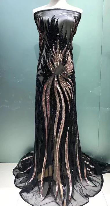 Золото французский африканский Кружево Ткань гипюр блестками хлопок шнур Тюль в