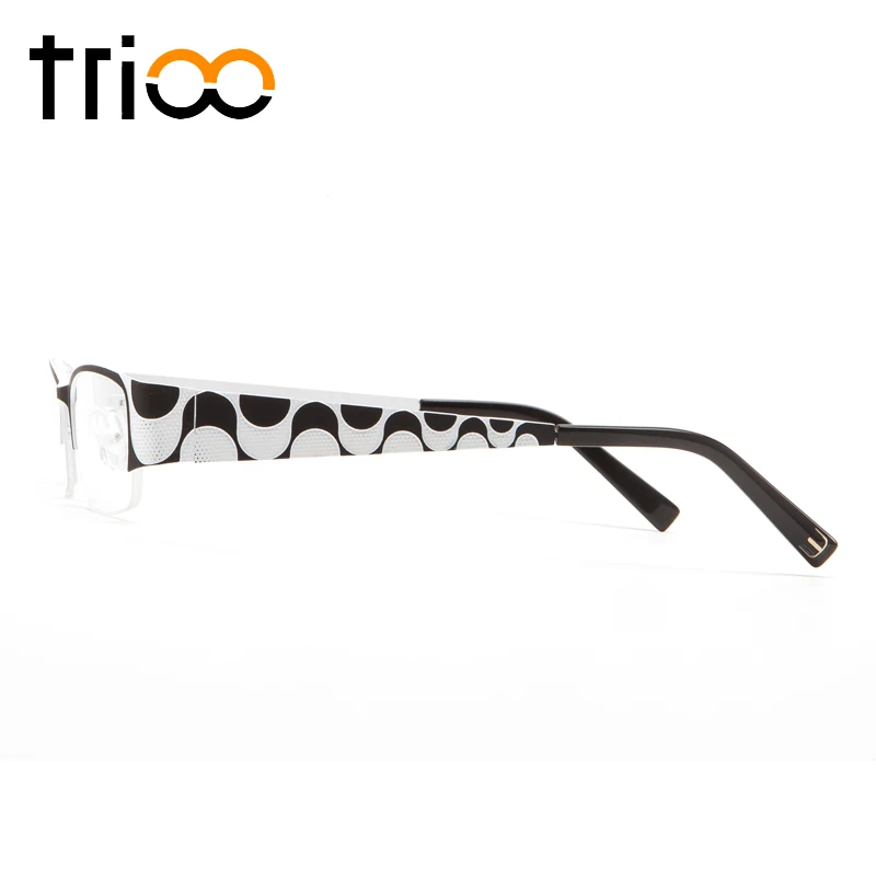 TRIOO Wave Design Prescription Eyeglasses Black White Multi Color Cool Myopia Glasses Fashion Semi Rimless Optical Eyewear |