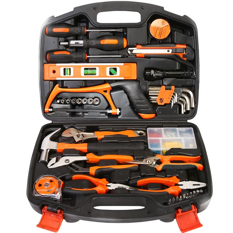 HB 106 Pcs Household Hand Tool Set Wood Working Tools Plastic Toolbox Storage Case General | Инструменты