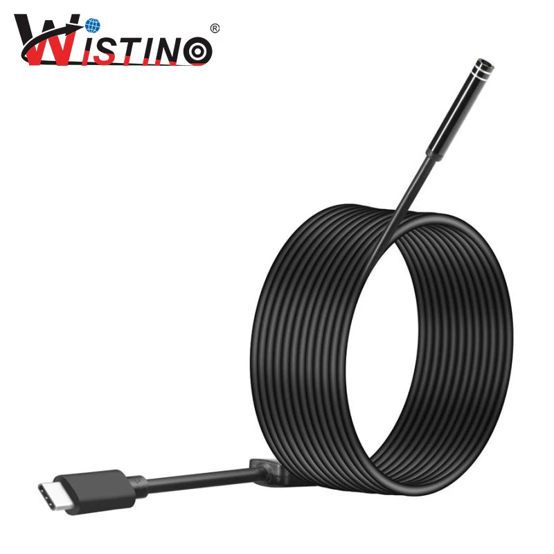 Wistino 7mm Hard Cable Endoscope Camera Android Car Mini Type-c USB Waterproof Inspection Pipe Surveillance Snake | Безопасность и