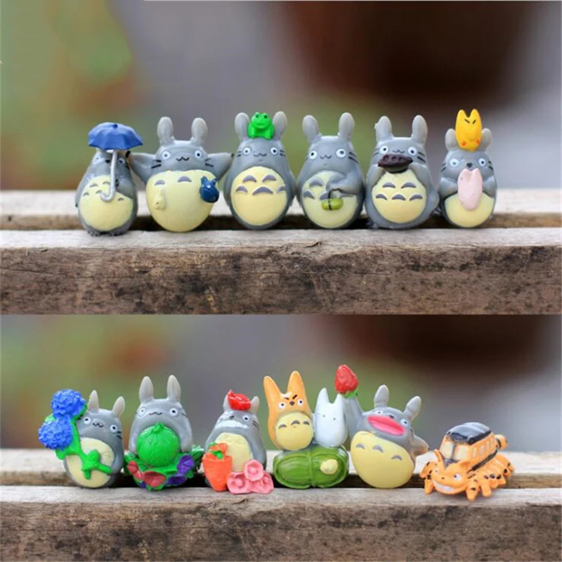 12 шт. фигурка Ghibli для студии Hayao Miyazaki Totoro игрушки украшения сада миниатюрные