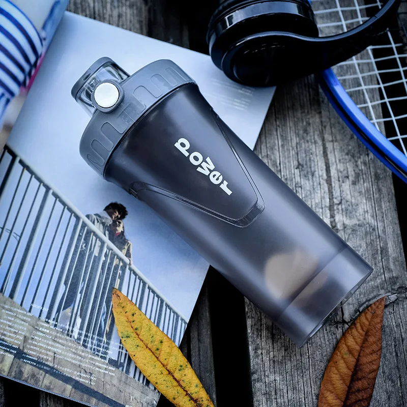 Gray BAISPO 650ml Протеин шейкер Спортивная бутылка для воды Творческий протеин порошок коктейль бутылка для смешивания спортивные Фитнес - Цвет: Gray