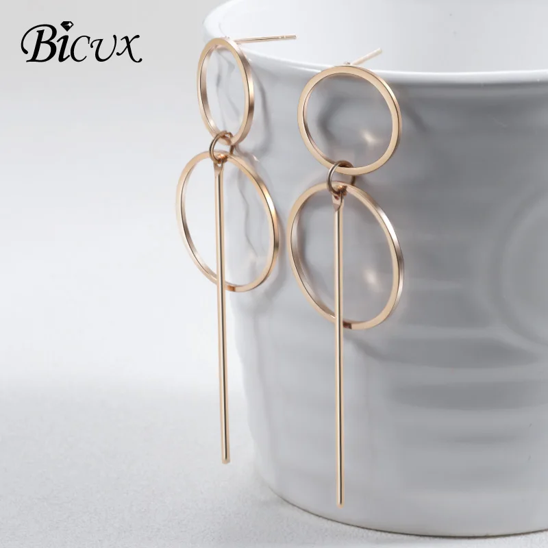 BICUX модные новые корейские длинные круглые висячие серьги с кисточками для