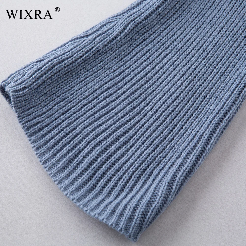 Wixra одноцветное пуловер 2018 Осень Зима Женщины с расклешенными рукавами v-образным