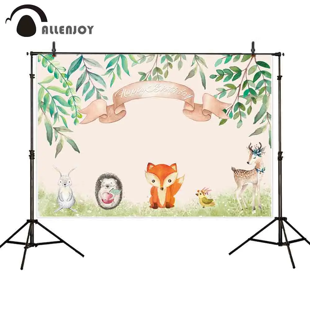 

Allenjoy woodland safari party photography backdrop birthday fall animal leaves fox background baby shower photocall photobooth