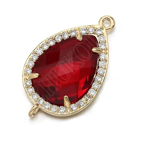wine red 14*23 мм Высокое качество латунь кубический цирконий в форме сердца Подвески-соединители DIY ювелирных изделий Изготовление, отверстие: 1,0 мм Модель: VS297 - Цвет: wine red