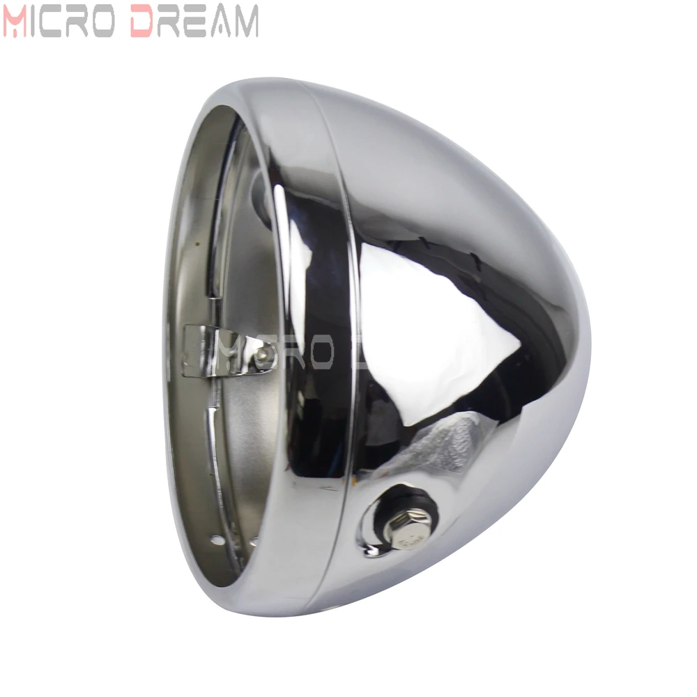 

Chrome Motorcycle 7" LED Round Headlight Shells Housing for Harley Cafe Racer Suzuki Yamaha Universal Headlamp Bulb Bucket