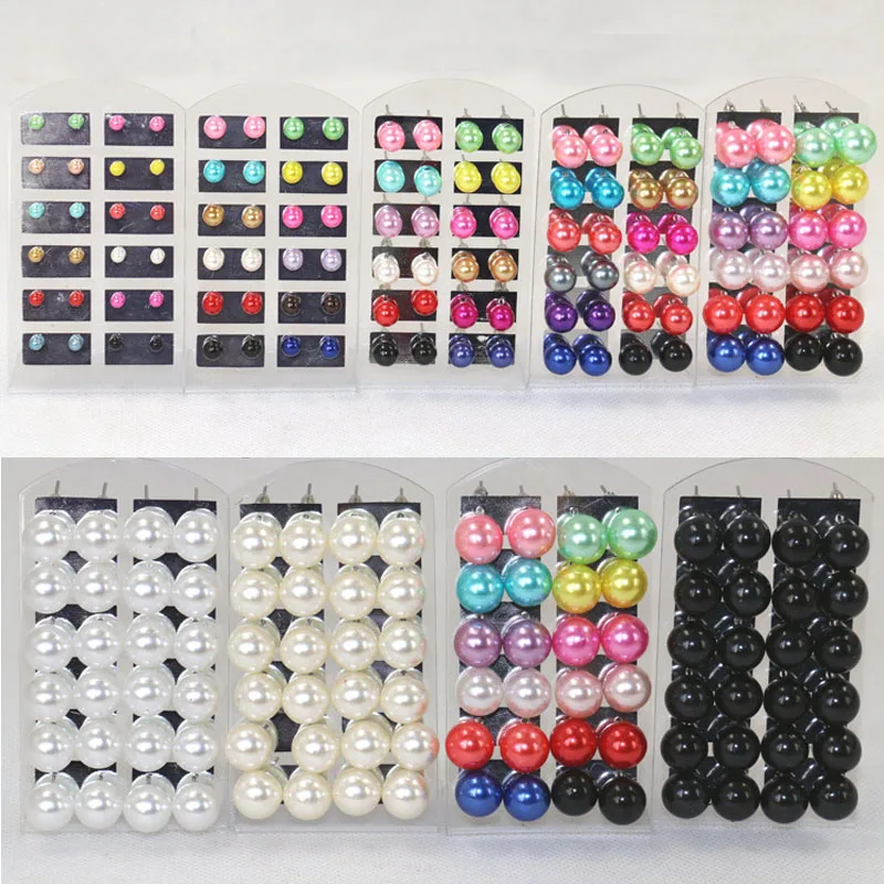 Модные женские серьги гвоздики с искусственным жемчугом 12 цветов|ball earrings|earrings