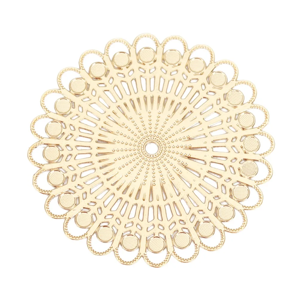 DoreenBeads Fashion Iron Based Alloy Filigree Stamping Connectors Flower Silver Color Gold DIY Charms 32mm Dia 10 PCs | Украшения и