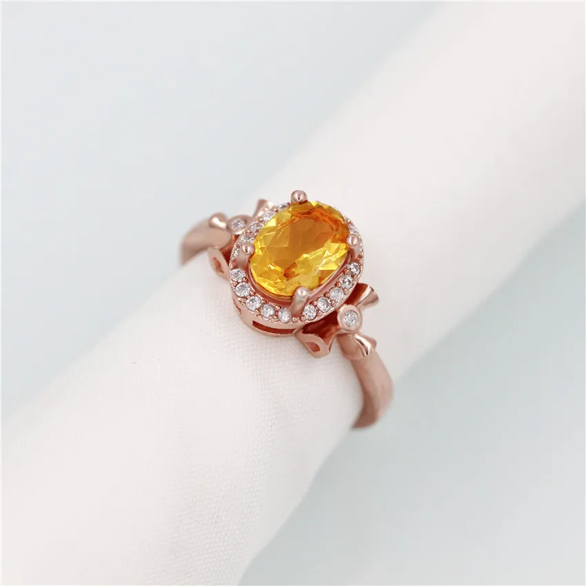 Almei 1.5ct Овальный натуральный цитрин камень для рождения солитер кольца из