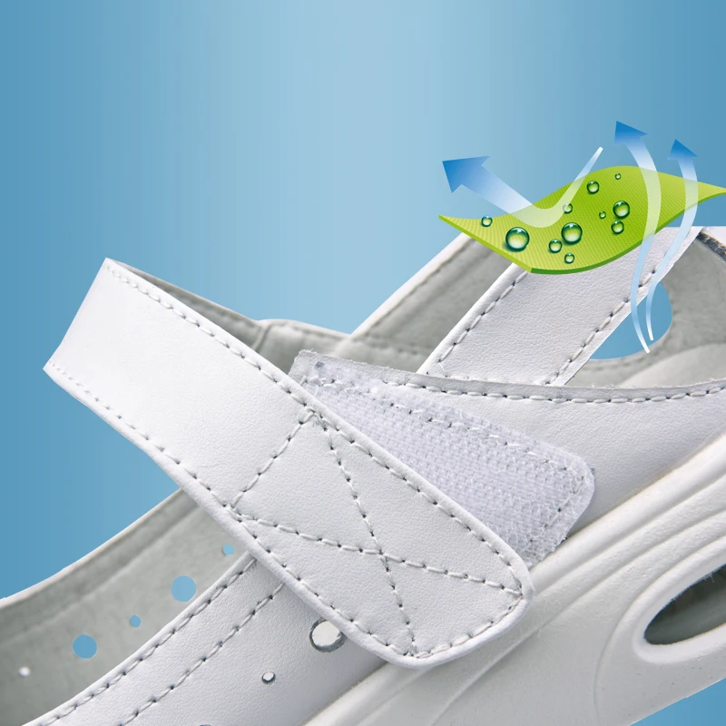 

Doctor Nurse Soft White Workwear Shoes Female Cushion Soles Flat Sandals Summer Hospital Wedges Breathable Medical Footwear 2019