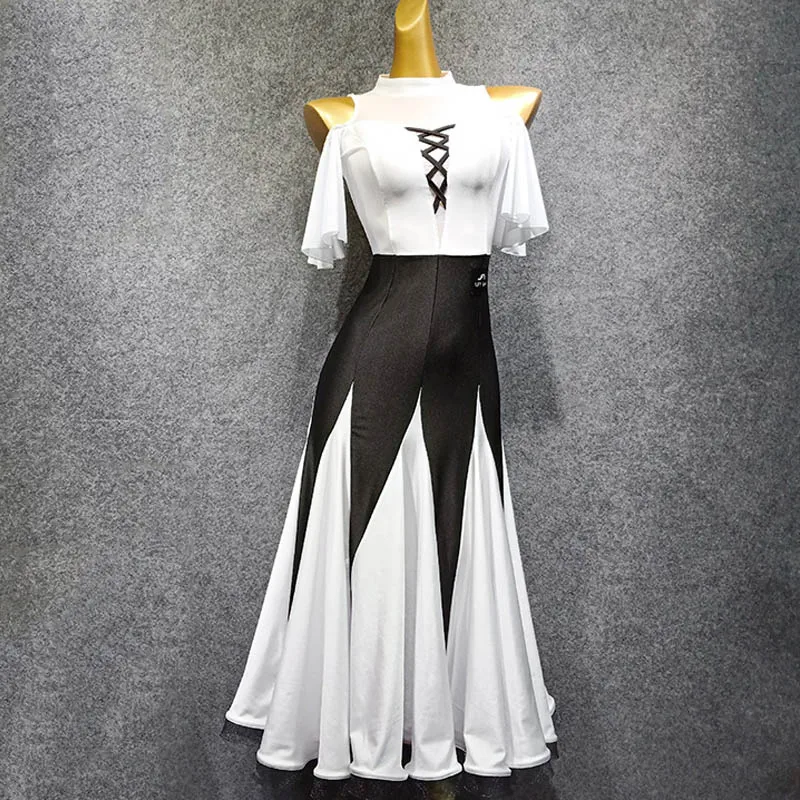 Dress Rave/Новые летние Бальные платья для женщин, черно-белое платье Fishbone, Вальс платье, современное бальное платье для танцев VDB609 - Цвет: Dress