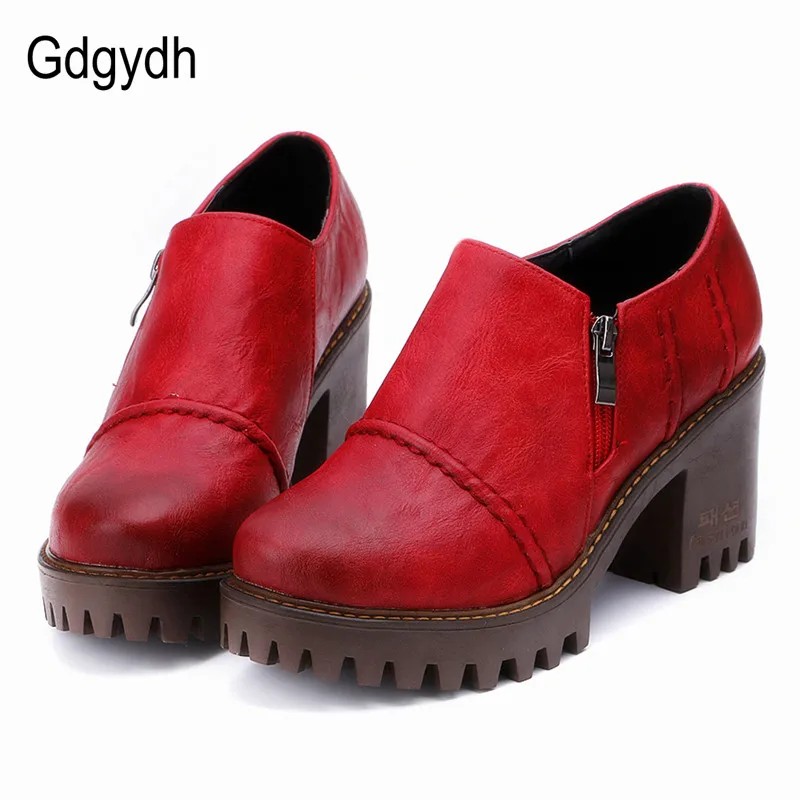 Gdgydh/2019 г. Демисезонная женская обувь женские туфли лодочки на толстом каблуке