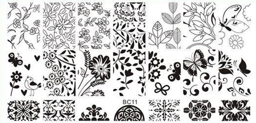 

YWK 1 PC 12*6cm Rectangle Nail Stamping Template Negative Windmill Flowers Patterns DIY Nail Designs Manicure Stamp Plate