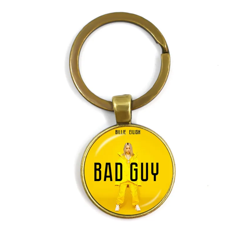 14 Принт певец Билли эйлиш логотип брелок BAD GUY не улыбаются на меня популярный хип-хоп певец модные брелоки для фанатов подарок - Цвет: 14