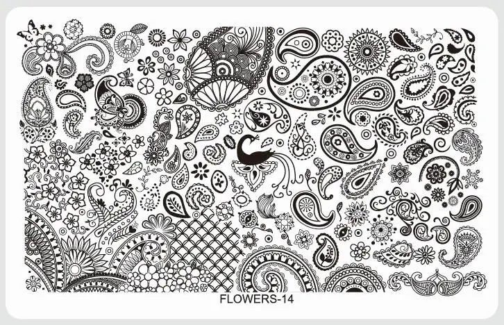 FLOWERS-14 1 шт.* Цветы для стемпинга ногтей пластины Различные дизайны DIY изображения акриловый дизайн ногтей шаблоны для маникюра трафареты инструменты для маникюра - Цвет: FLOWERS-14