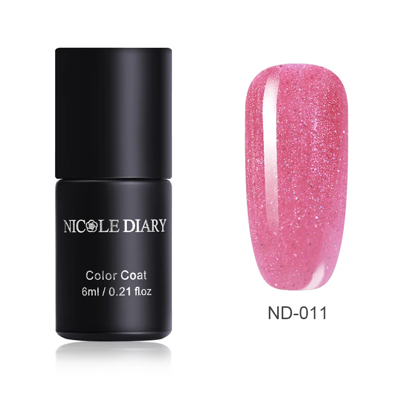Glitter ND-011 NICOLE дневник одношаговый лак для ногтей УФ-гель серый красный серия блеск замочить от гель-лака нет необходимости базовое верхнее покрытие ногтей DIY - Цвет: Glitter ND-011