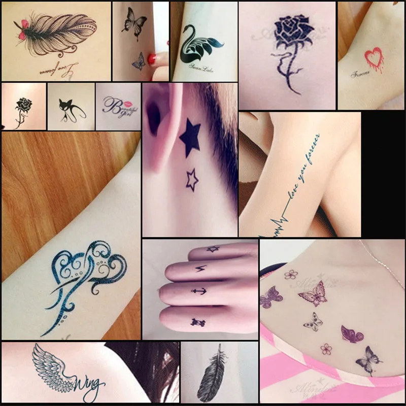 

2018 Hot Sale Waterproof Temporary Tattoo Sticker of Body Love Wave Tattoo Small Size Tatto Stickers Flash Tatoo Fake Tattoos