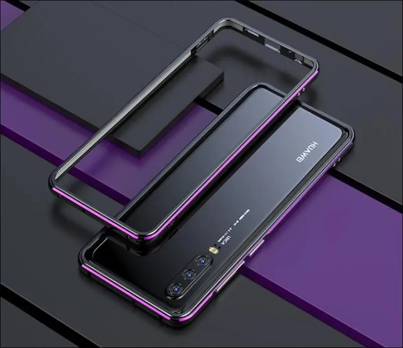 black with purple Для huawei P30 Pro чехол Роскошный глянцевый алюминиевый бампер Защитная крышка P30 Lite чехол металлический каркас P30 чехол - Цвет: black with purple