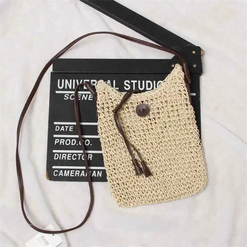 Wild straw bag Shoulder simple Crossbodysmall small fresh literary woven mobile phone handbag | Багаж и сумки