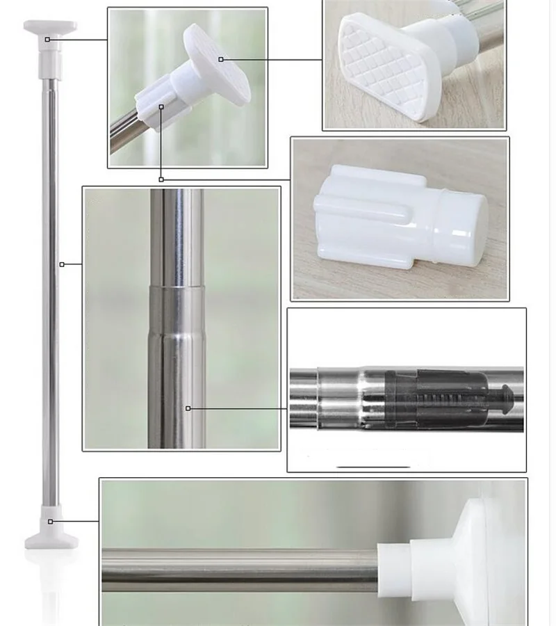 Bathroom Shower Curt 50CM to 80CM Curtain Rod Adjustable Stainless Steel Tension Rail for Clothes / Towels Curtains | Дом и сад