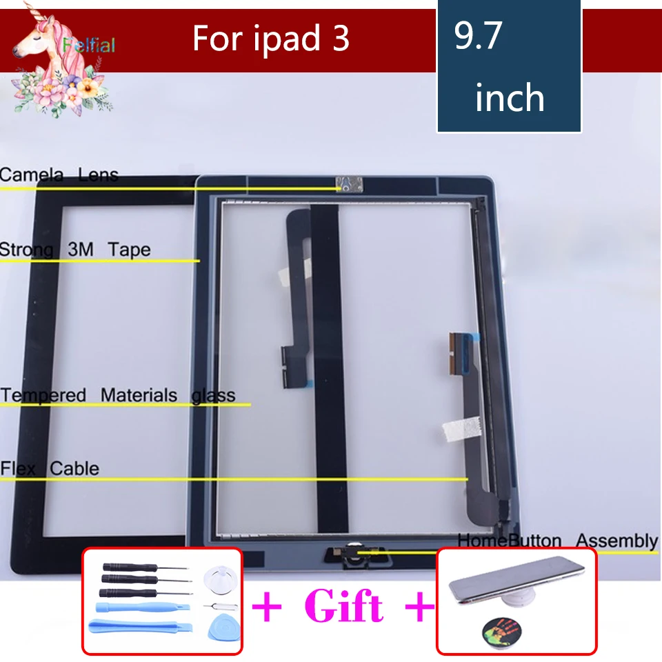 Original For Apple iPad 2 3 4 5 6 ipad Air 1 Touch Screen with Home Button and Adhesive Digitizer Front Glass Replacement | Компьютеры и