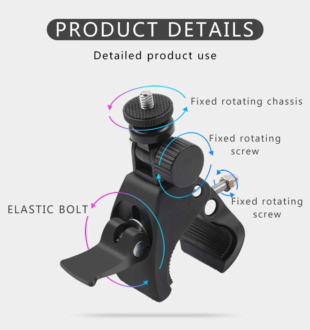 Bicycle Camera Mount 360 Rotation Stand Tripod Adapter For GoPro Cameras Motorcycle Mountain Bike Handlebar Camera Holder