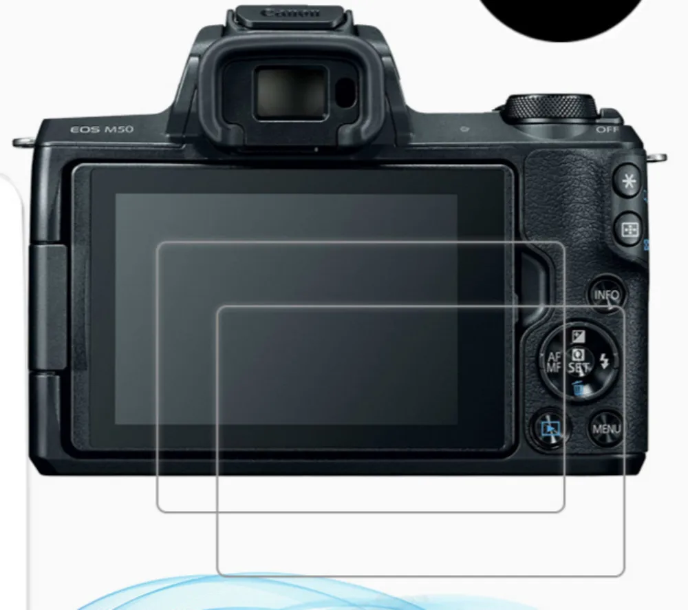 2 упаковки для Canon EOS M50 0,3 мм 2.5D 9H прозрачная защитная пленка из закаленного стекла для беззеркальной камеры ЖК-дисплей с защитой от отпечатков пальцев