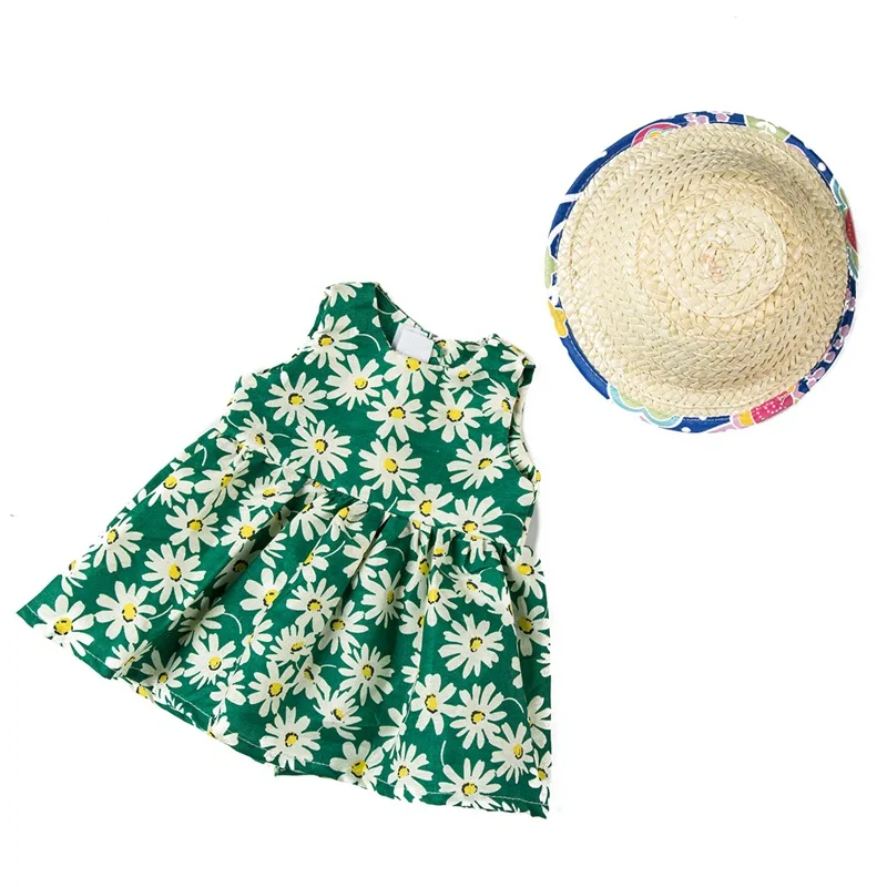 Green daisy dress 18 дюймов, одежда для девочек, куклы, американские игрушки, платье, костюм, ручная работа, кружевная юбка, платье, аксессуары, подходит для 43 см, кукла c746 - Цвет: Green daisy dress