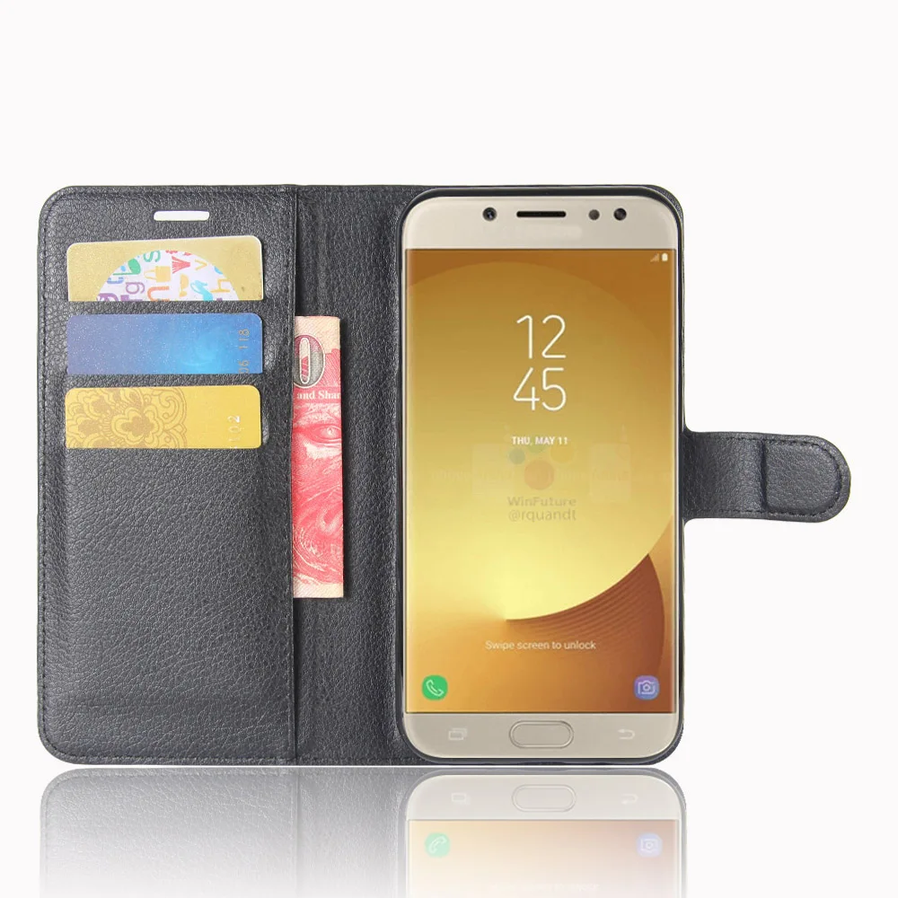Для Samsung Galaxy J7 2017 чехол Роскошная Обложка на заднюю панель из искусственной кожи