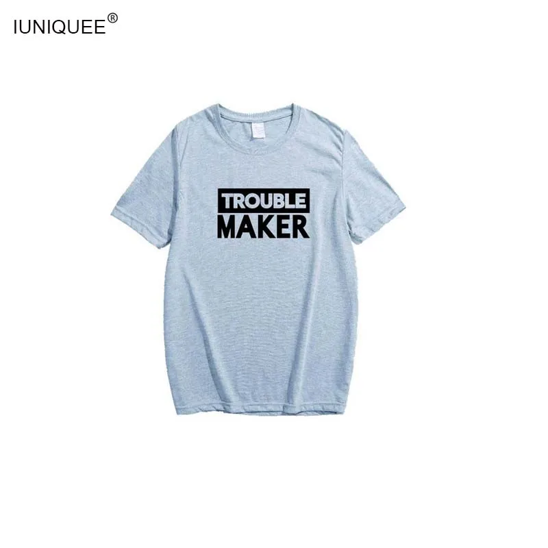 trouble maker grey Семейная рубашка, футболка для папы, мамы и ребенка, топы, одежда для малышей, комплекты одинаковой одежды, новые одинаковые комплекты для семьи - Цвет: trouble maker grey
