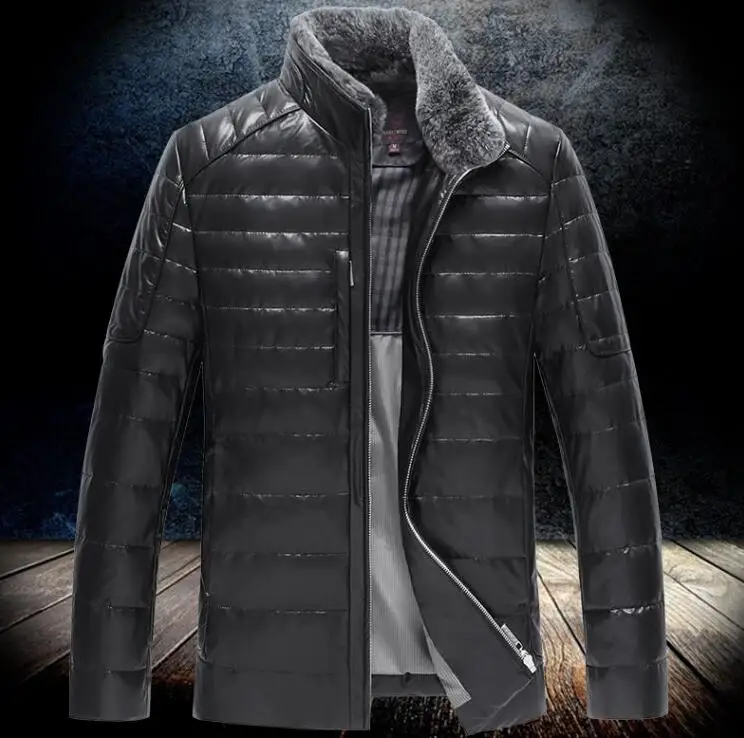 

Модная новинка для мужчин среднего возраста, длинная теплая куртка из искусственной кожи