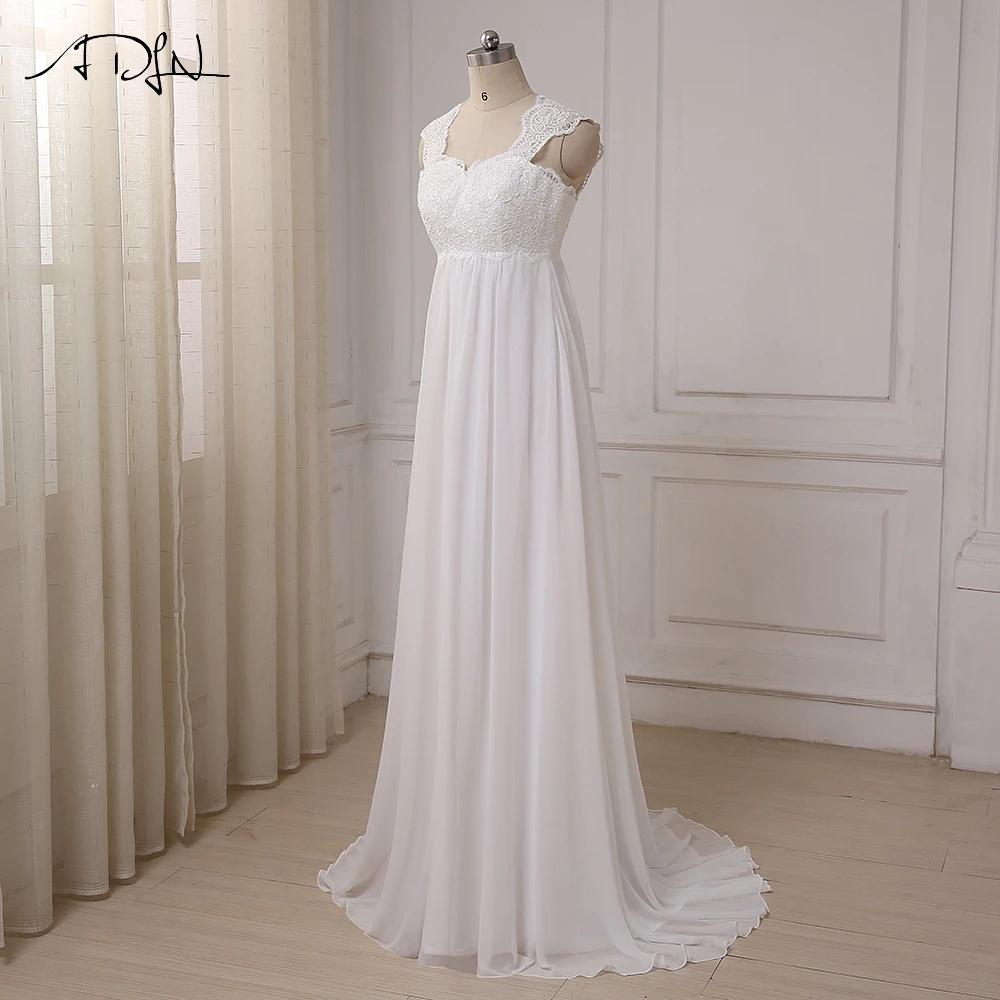 ADLN в шифоновые пляжные свадебные платья Vestido De Noiva с рукавом-крылышком и шнуровкой сзади, свадебное платье для беременных