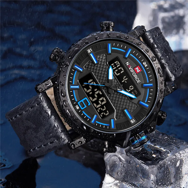 NAVIFORCE Роскошные Брендовые мужские модные спортивные часы водонепроницаемые