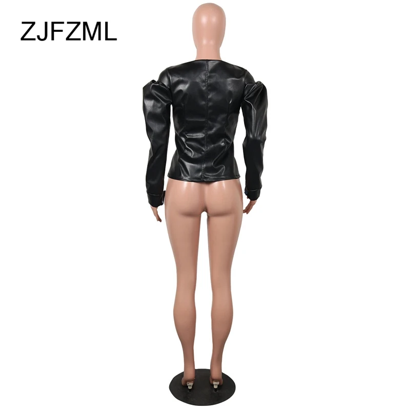 ZJFZML Женская Высококачественная куртка из искусственной кожи женская