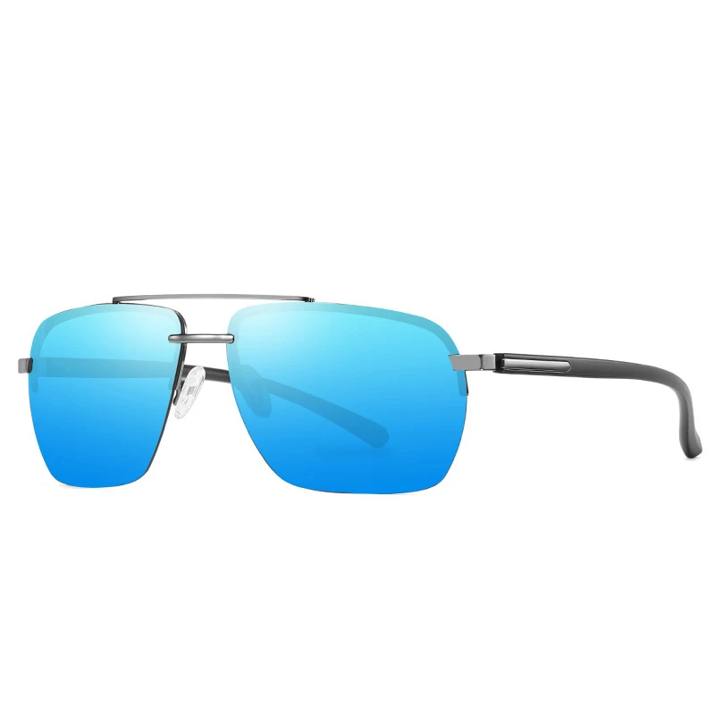 

Double Beam Metal Frame Square Sunglasses Men Retro Semi-rimless Sun Glasses Eyewear for Outdoor Goggles Gafas Oculos Shades
