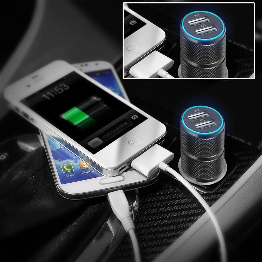 Kongyide 2.1A 24 Вт 2-Порты и разъёмы Smart USB Быстрая зарядка автомобиля зарядное устройство для Зарядное устройство для Iphone 6 6s Plus Ipad автомобиля Зарядное устройство для мобильного телефона