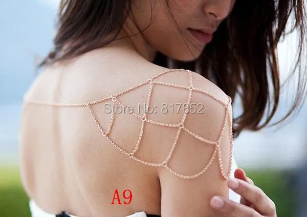 Бесплатная доставка Стиль A9 золотой цвет цепи Двойные Плечи ювелирные изделия 3