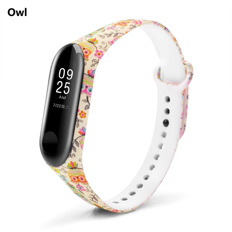 BOORUI mi band, 3 ремешка, силиконовый браслет с разнообразными цветами, браслет mi band, 3 ремешка, модный спортивный ремешок для xiaomi mi3 - Цвет: owl