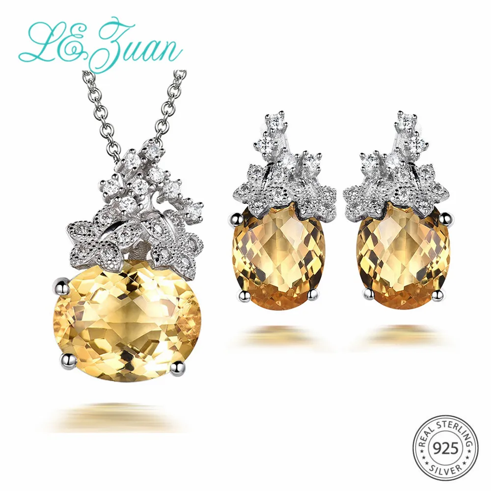 L & zuan 9.89CT натуральные желтые ювелирные изделия с цитрином набор из настоящего