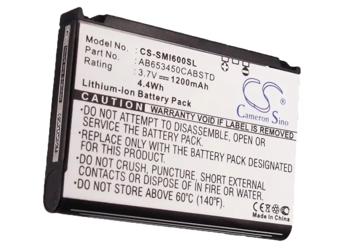 

Аккумулятор Cameron Sino AB653450CABSTD,AB653450CE,AB663450CU для Samsung, C6625,C6625v,I907,A827, A867,i600,I600V, 1200 мАч