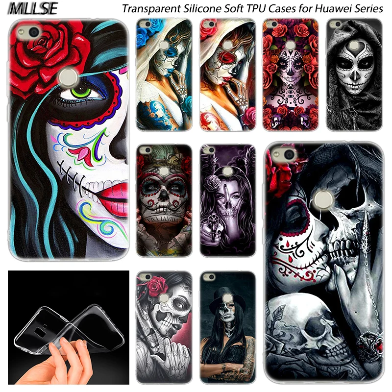 Мягкий силиконовый чехол Catrinas и skull для Huawei NOVA 3 3i 4 Honor 7A Pro 7S 6X 7X 8X 8 9 10 Lite Play View 20