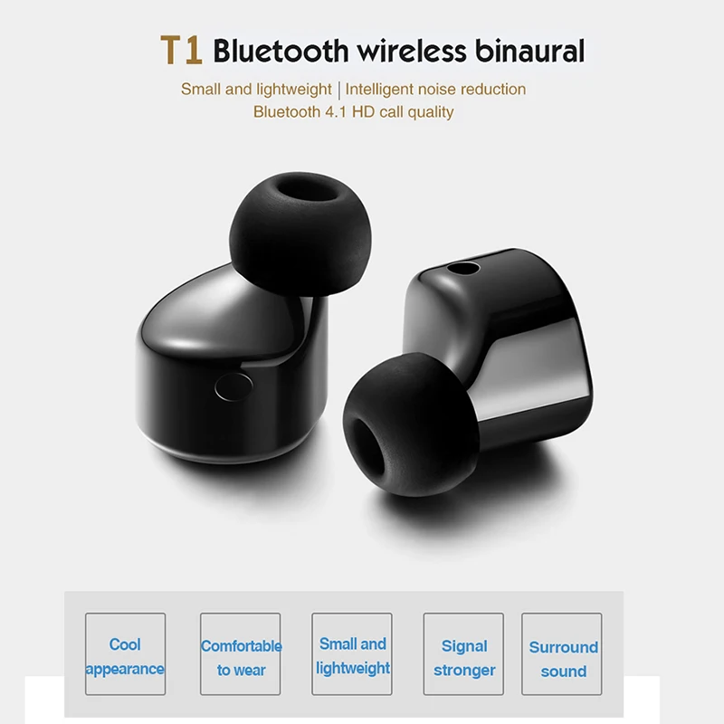 Беспроводные мини-наушники T1 TWS беспроводные bluetooth-наушники Twins Stereo CVC для
