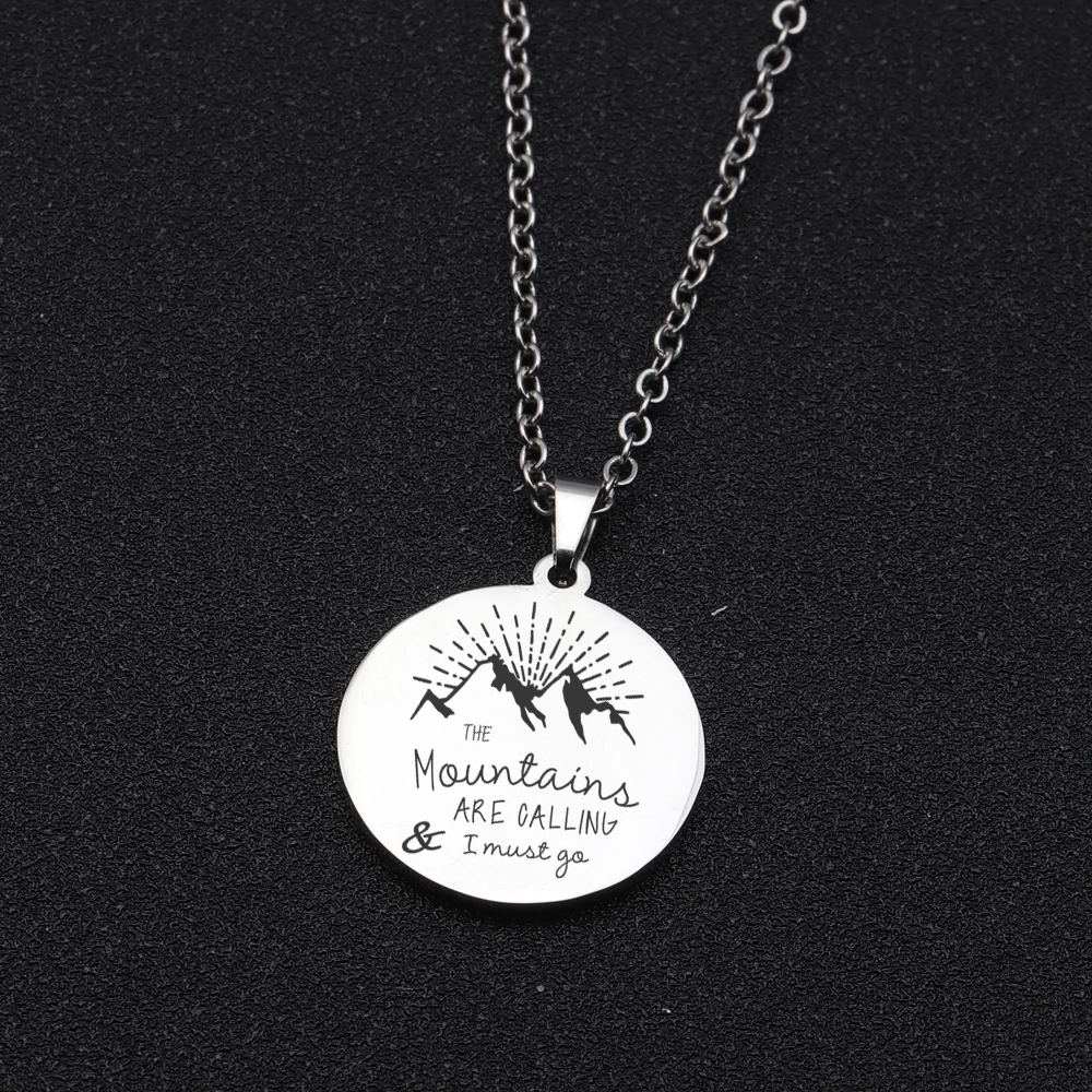 Шикарный новый дизайн кулон с надписью ожерелье Выгравированные горы звонят и я