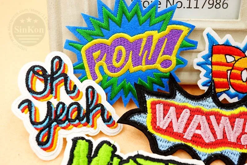 8 шт./лот POW MISFITS OHYEAH BOOM DIY значки с героями мультфильмов вышивка ремонт патч аппликация Швейные принадлежности для приклеивания на одежду утюгом декоративные