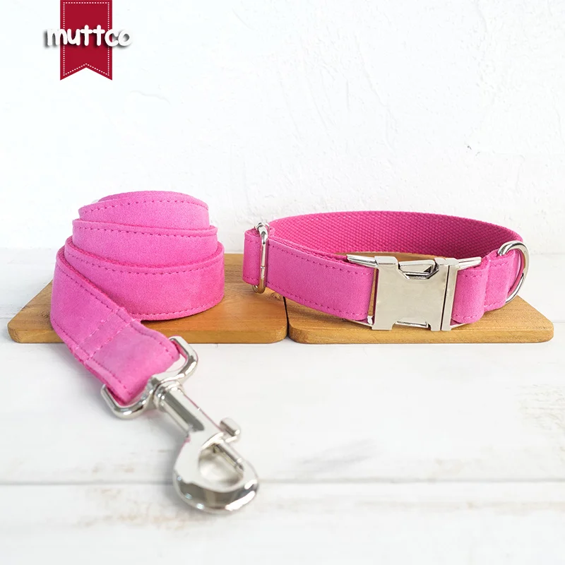 

MUTTCO dog accessory pet supplies dog collar leash for small medium large dog THE PINK cute adjustable neck strap 5 sizes UDC076