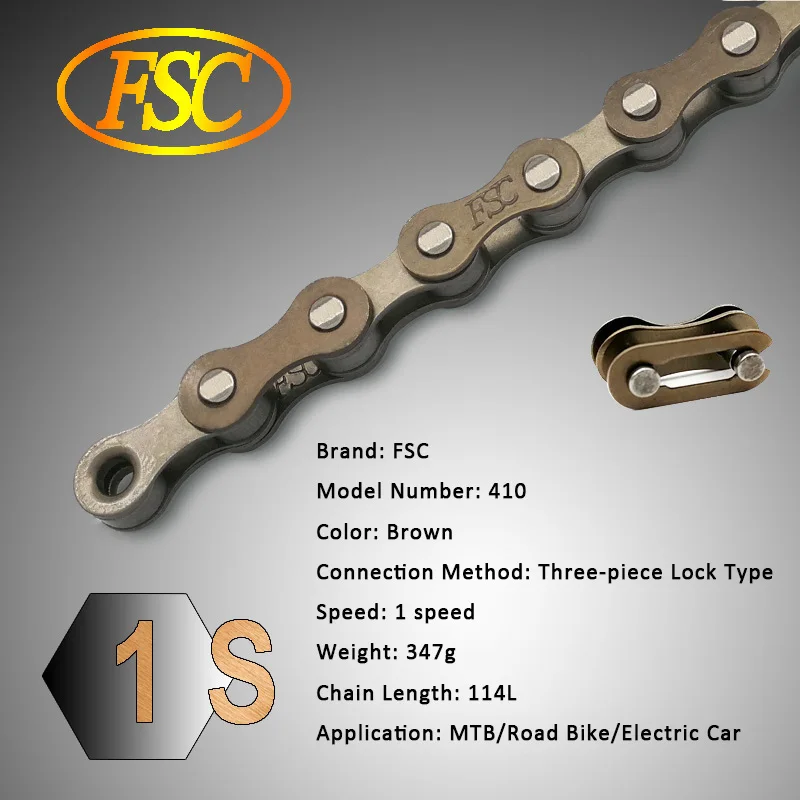 FSC Высококачественная велосипедная цепь 1,6, 7,8, 9,10, 11 скоростей для MTB/шоссейного велосипеда 100л/114л/116л/полый дешевый велосипед цепи - Цвет: 410 brown