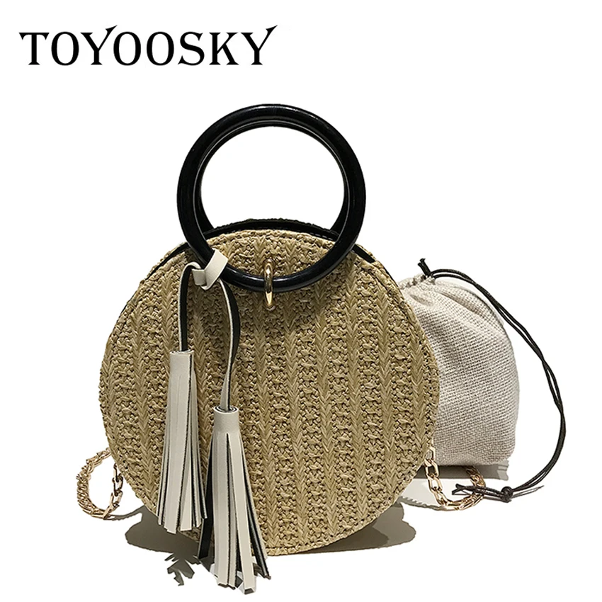 TOYOOSKY женская сумка ручной работы круглая соломенная для пляжа лето 2018|straw bag|shoulder