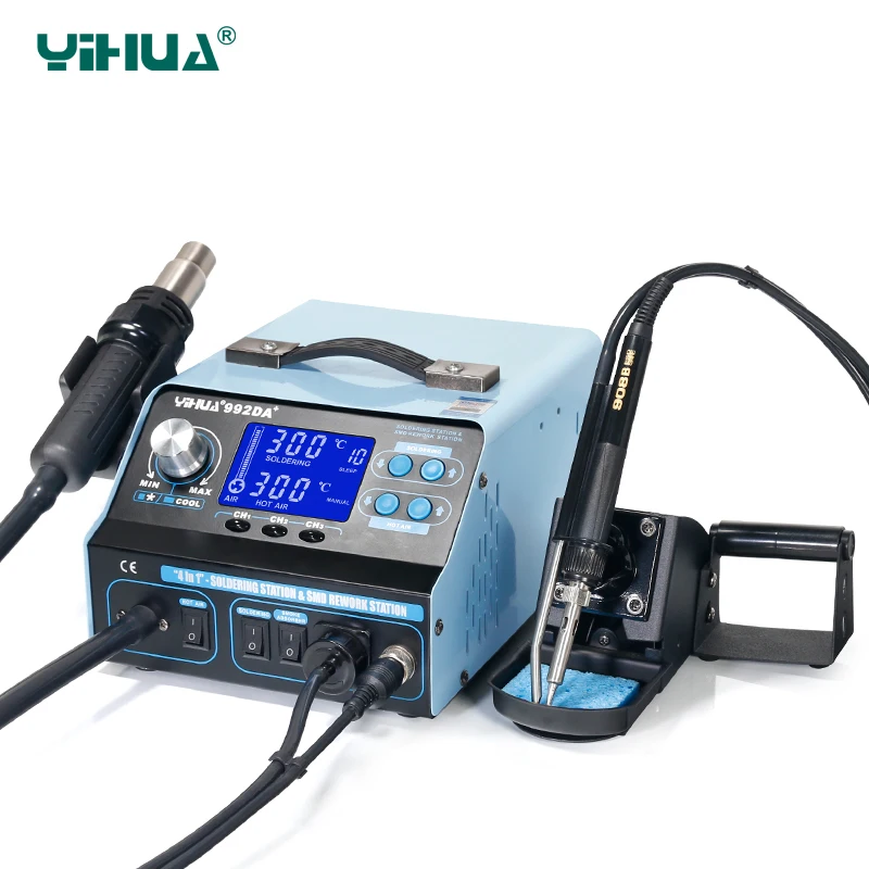 4 в 1 YIHUA 992DA + паяльная станция с горячим воздухом вакуумная для дыма BGA|yihua 992da|station
